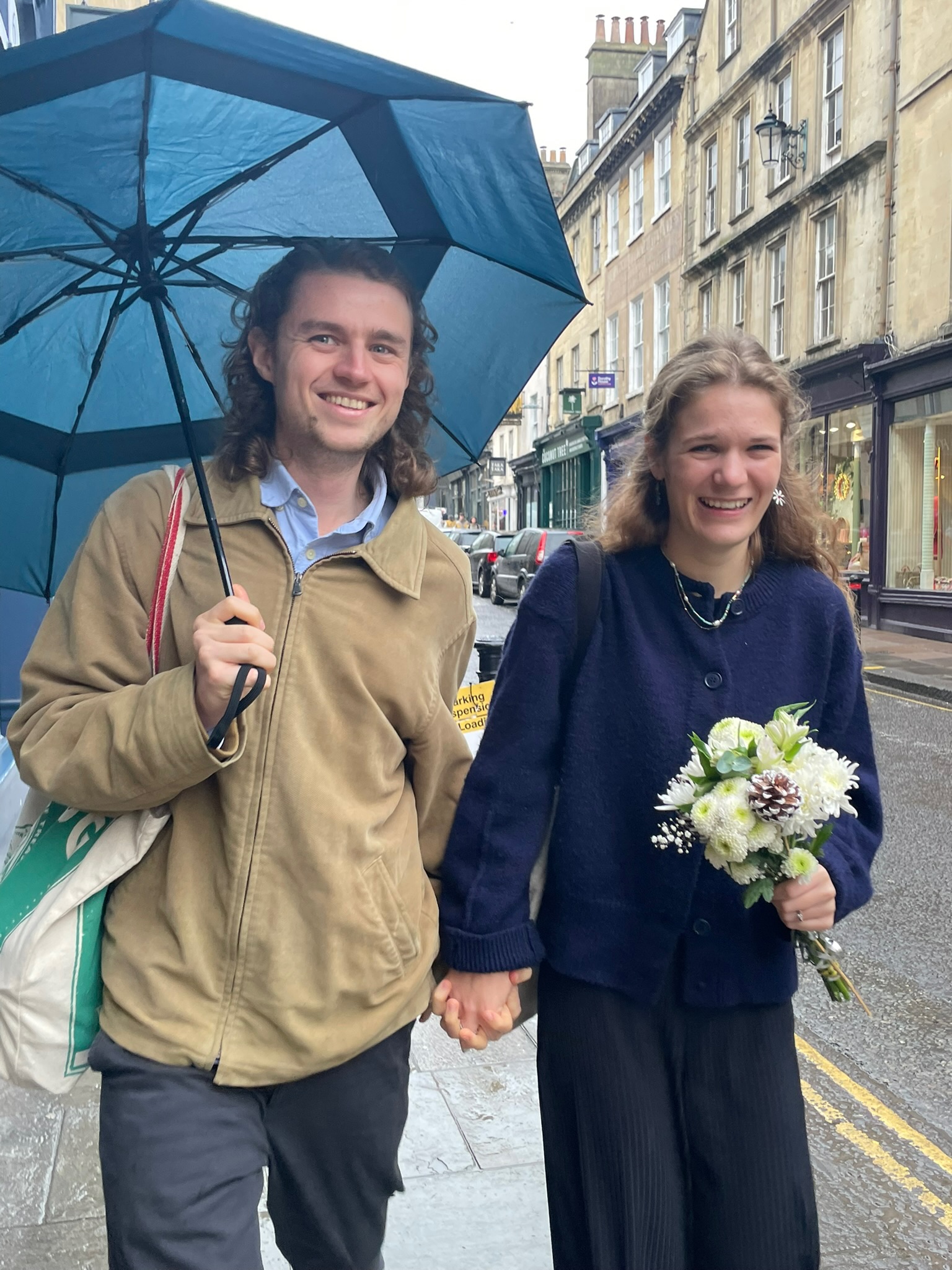 Cody and Danny outside Bath Guildhall